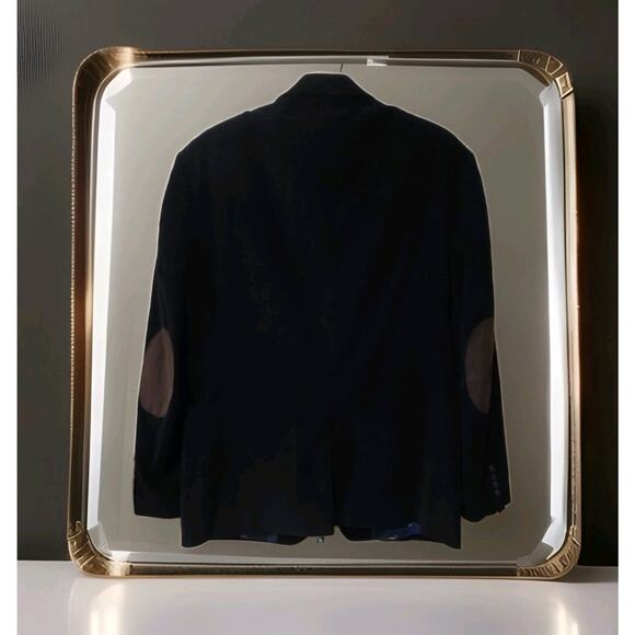 Lauren Ralph Lauren Corduroy Blazer Men's 40 Black Jacket Dog Print Elbo Patches - Picture 2 of 8